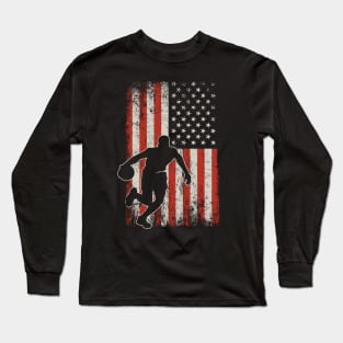 USA Flag Basketball Player Long Sleeve T-Shirt